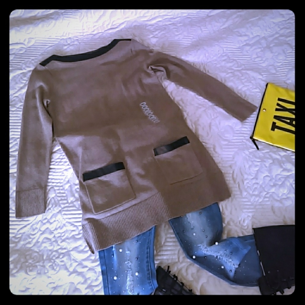 3 for $23 Sweater with faux leather accents